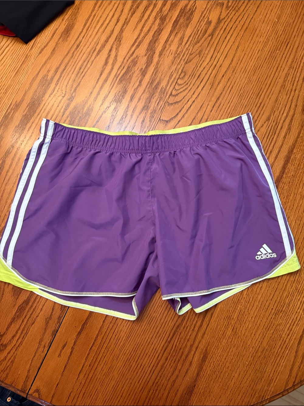 adidas Purple Running Shorts with Neon Yellow Trim